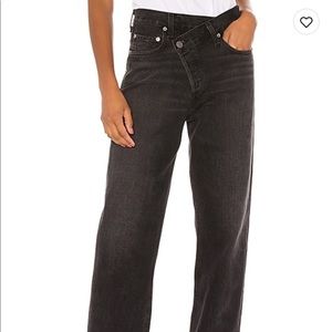 Agolde Black Criss Cross Straight Jean